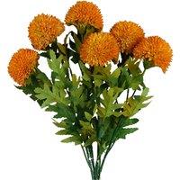 Pegdev Pack of 6 70cm Artificial Yellow Ball Dahlia Stems with Leaves
