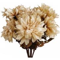 Pegdev Pack of 6 55cm Artificial Dahlia Stems Dusty Cream with Silk