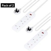 Geepas 4 Gang Extension Lead, 1M Cable Indicator Light Pack of 2 in White