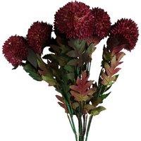 Pegdev Pack of 6 70cm Artificial Pink Ball Dahlia Stems with Leaves