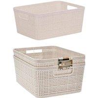 Libbi Lou Storage Baskets Woven Design Set of 6 (25 x 19cm) in Beige | Size: 25 x 19 cm