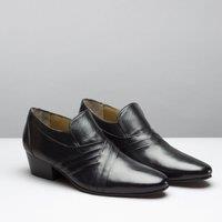 Club Cubano Men's Luigi Slip On Cuban Heel Low Top Leather Shoes in Black | Size: 8