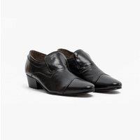 Club Cubano Men's Carluccio Slip On Cuban Heel Low Top Leather Shoes in Black | Size: 9