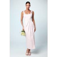 Scoop Neck Satin Column Bridesmaid Dress