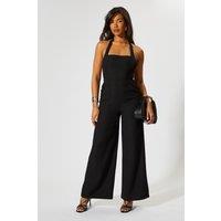 Linen Look Halter Neck Jumpsuit