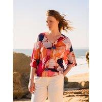 V Neck Button Through Drape Blouse