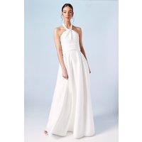 Coast Women's Structured Satin Halterneck Bow Back Wedding Dress in Ivory | Size: 18