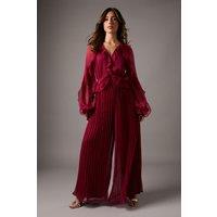 Coast Women's Soft Chiffon Frill Jumpsuit in Berry | Size: 12