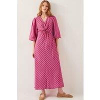 Monsoon Women's Stella Stripe Twist-Front Maxi Dress Pink | Size: Large