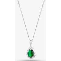 Starbright Women's Silver Pear Cut Green Cubic Zirconia Halo Pendant THB-01P GRN | Size: 18 inches