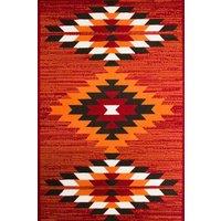 Kukoon Red Tribal Aztec Pattern Living Room Area Rug | Size: 190 cm x 280 cm