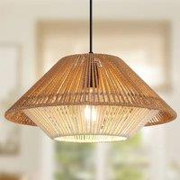 Garwarm 1 - Light Rattan Farmhouse Cone Pendant Light