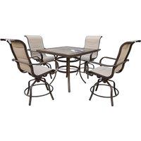 FURNITURE ONE 5 Piece Patio Dining Set, 4 Seater Swivel Garden Dining Table in Tan