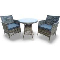 Outdoor Living Amazon Wicker Rattan Natural Bistro Set with outdoor cushion in Grey