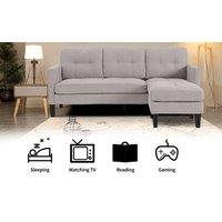 Furniture 786 Vintage Linen Fabric Reversible Footstool 3 Seater Sofa in Beige