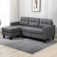 Furniture 786 Vintage Linen Fabric Reversible Footstool 3 Seater Sofa in Grey
