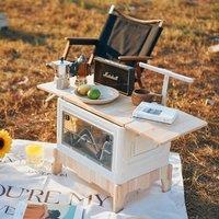 Living and Home Multifunctional Outdoor Foldable Camping Storage Box Expanding Table in Beige