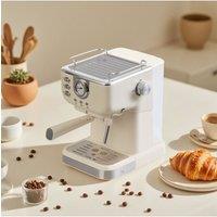 Living and Home 20 Bar Retro Coffee Espresso Machine with Steam Wand Milk Frother in Cream
