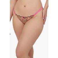 Playful Promises Women's Spank Me Pink & Nude Custom Embroidery Tanga Brief | Size: 16