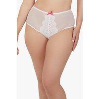 Playful Promises Women's Camille White Broderie High Waisted Brief | Size: 14