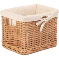 Red Hamper Wicker Small Deep Storage Basket with Cotton Lining in Brown