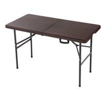 Oypla 4ft Folding Outdoor Rattan Trestle Table in Dark Brown