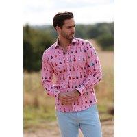 CLAUDIO LUGLI Men's Stripe Guitar Men Print Shirt in Fuchsia | Size: XL