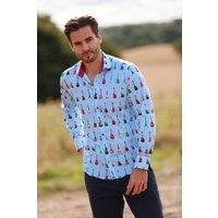 CLAUDIO LUGLI Men's Stripe Guitar Men Print Shirt in Blue | Size: XL