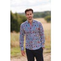 CLAUDIO LUGLI Men's Stripe Guitar Men Print Shirt in Navy | Size: XL