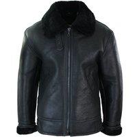 TruClothing Men's Sherling Sheepskin Cream B3 Pilot Jacket in Black | Size: XS