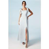 Oasis Women's Petite Satin Tie Shoulder Midi Bridesmaid Dress in Light Blue | Size: 14