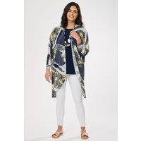 Saloos Women's Print Cardigan & Plain Top Set with Necklace in Yellow | Size: 16