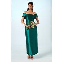 Coast Women's Honoured Petite Twill Bardot Column Midi Bridesmaid Dress in Emerald | Size: 6