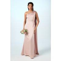 Coast Women's Honoured Petite Drape One Shoulder Satin Maxi Bridesmaid Dress in Mocha | Size: 12