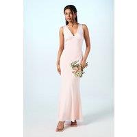 Coast Women's Petite Tie Back Detail Satin Bridesmaid Dress in Blush | Size: 12