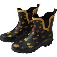 MODISHION Women's Fashion Printed Anti-Slip Rain Boots in Black | Size: 4