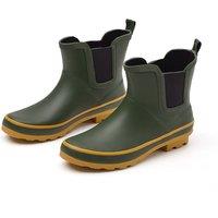 MODISHION Women's Stylish Patchwork Coloured Anti-Slip Rain Boots in Olive | Size: 5