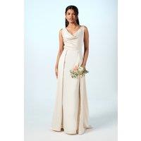 Coast Women's Honoured Petite Sleeveless Cowl Neck Satin Maxi Bridesmaid Dress in Champagne | Size: 12