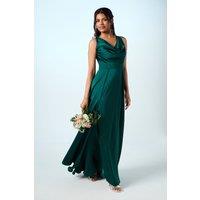 Coast Women's Honoured Petite Sleeveless Cowl Neck Satin Maxi Bridesmaid Dress in Emerald | Size: 4