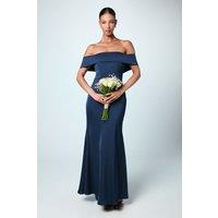 Coast Women's Satin Bardot Maxi Bridesmaid Dress in Navy | Size: 14