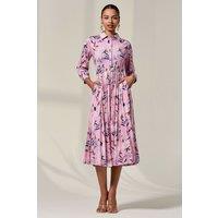 Jolie Moi Women's Pleated Button Up Midi Dress in Light Pink | Size: 12