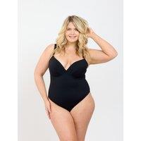 Oola Lingerie Women's Tummy Control Padded Plunge Underwired Swimsuit in Black | Size: 38F