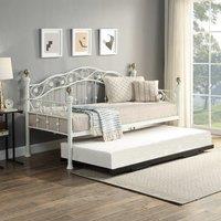 OAT Home Mayfair White & Brass Metal Single Day Bed & Guest Trundle