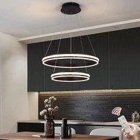 2 Rings 60cm Tiered Chandelier,Modern Dimmable LED Acrylic Crystal Chandelier for Living Room