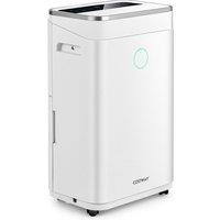 Costway 25L/Day Home Dehumidifier w/ Auto Drainage 24H Timer Overflow Protection Laundry Dehumidifier 6.5L Water Tank in White