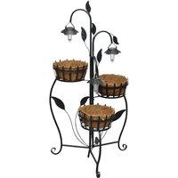 Berkfield Home Solar LED Plant Rack in Brown