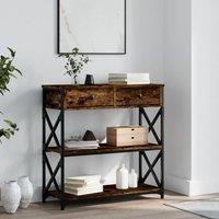 Berkfield Home Console Table Smoked Oak 75x28x75 cm Engineered Wood in Brown | Size: 75 x 28 x 75 cm