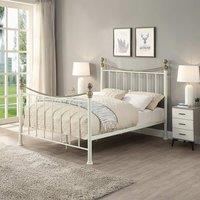 OAT Home Hampstead Traditional Style Metal Bed Frame in White | Size: Single