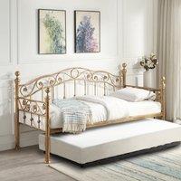 OAT Home Mayfair Antique Brass Effect Metal Single Day Bed & Guest Trundle in Bronze