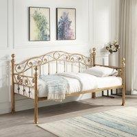 OAT Home Mayfair Antique Brass Effect Metal Single Day Bed Frame in Bronze